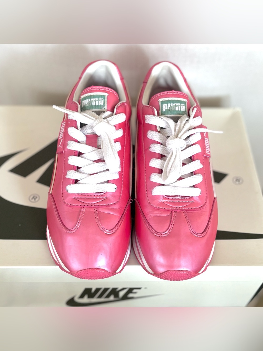 Vintage Puma Platform Wedge Sneakers Metallic Pink Chunky Y2K Womens 7 2000s - Picture 5 of 8